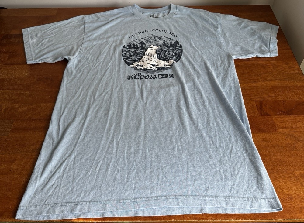 Coors Beer Waterfall Golden Colorado T-Shirt Men’s Size 2XLT blue