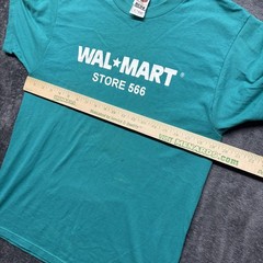 Vintage Walmart Shirt Mens Medium Blue Teal Short Sleeve Store Employee Y2K