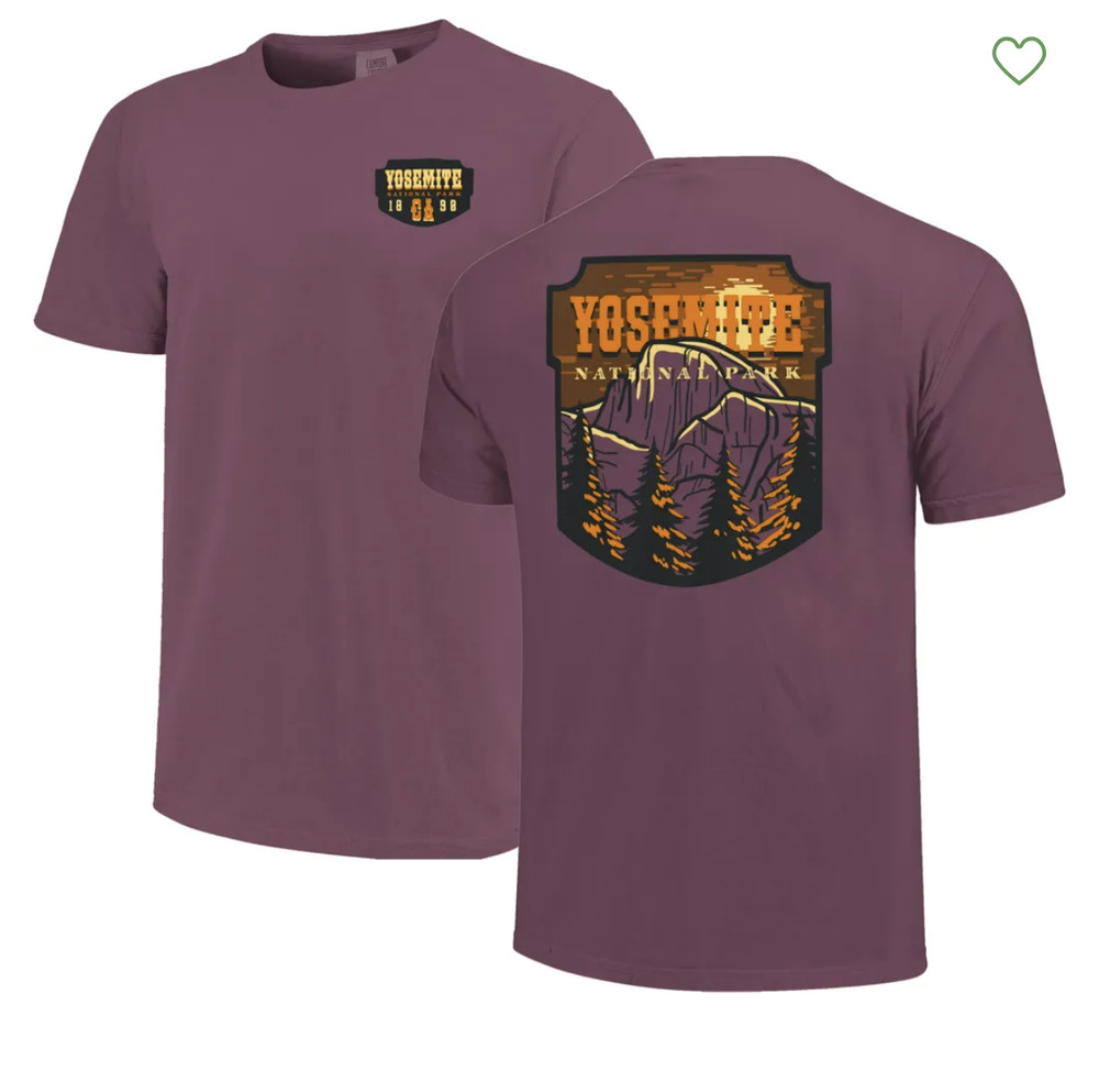 Comfort Colors Mens Yosemite National Park T-Shirt XL Berry Rustic Sunset Shield