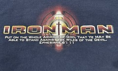 Iron Man Mens Shirt Size 2XL Armour Of God Gray Christ Christian Y2K Jesus 2000s