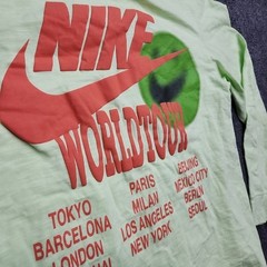 Nike Sportswear World Tour Shirt Men Large Green Glow In The Dark Puff Print