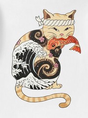 Niepce Cat koi Graphic Tee Japanese Streetwear Short Sleeves T-Shirt
