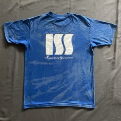 Vtg 1980s Integrated Service Solutions T Shirt Mens L Blue Bleach Dye Hanes 80s