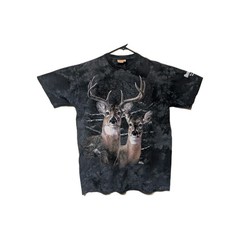 The Mountain Mens T-shirt Vintage 2001 Gray Deer Mates Leather Tag Large #6704