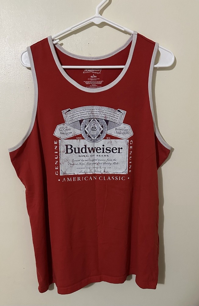 Budweiser Shirt Sleeveless Men Large Red Pit To Pit 22.5in. & L 28in.
