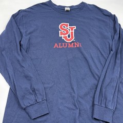 Gildan Shirt Mens L Blue Long Sleeve SJ Alumni Graphic Heavyweight Cotton