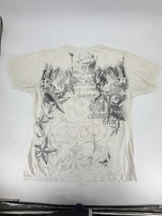 Carbon Black AOP Graphic Double Sided Skulls Stars Rock Grunge Shirt Size Large