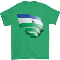 Curled Lesotho Flag Basotho Day Football Mens T-Shirt 100% Cotton