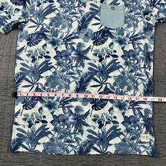 Fresh Brand Shirt Men Medium Blue Hawaiian Tropical Floral Beach Surf Cotton Tee