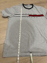 Tommy Hilfiger Gray Graphic Logo Stripe T-Shirt XL Crew Neck Short Sleeve