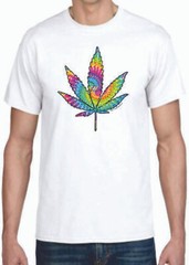 Adult DryBlend® T-Shirt – ( TIE DYED LEAF – PRIDE / WEED / 420)