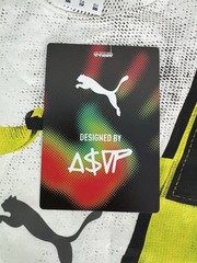 Puma A$Ap Rocky Distressed Seat Belt Graphic White Lime Green T Shirt SAMPLE XXS