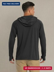 MAGCOMSEN Men’s Hooded UPF 50+ Sun Protection T Shirts Long Sleeve Athletic Fish