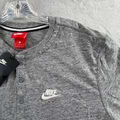 Nike Henley Shirt Mens Large Grey Long Sleeve Embroidered Logo 864952-091