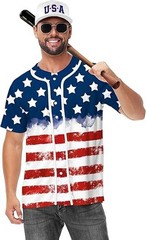USA Flag Baseball Jersey Patriotic Unisex Shirt for Men & Women Adult & Youth