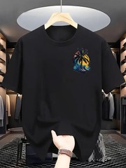 180G Pure Cotton Single-Sided Printed round Neck Short Sleeve T-Shirt, Men’S C