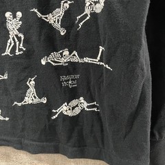 Vintage 1990 Skeleton Positions Fashion Victim Longsleeve Tshirt, Large, Black