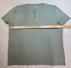 Lucky Brand Henley Sage Green Short Sleeve Cotton 3 Button Ribbed Collar 2XL