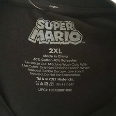 Super Mario W/ Luigi Wario Waluigi Mens Stretch Black ShortSleeve T-Shirt Sz 2XL