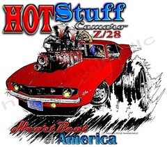 NEW “HOT STUFF” CAMARO DESIGN : “DTG” PRINT On 100% COTTON WHITE T-SHIRT 2XX