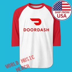 Doordash Food Delivery Men’s Raglan Red Size S to 2XL