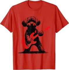 Funny Rock Maltipoo Dog Playing Guitar Music Lover Dog T-Shirt