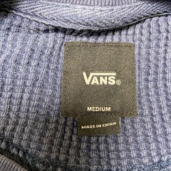 Vans Shirt Mens Medium Navy Blue Waffle-Knit Long Sleeve Round Neck Thermal Tee