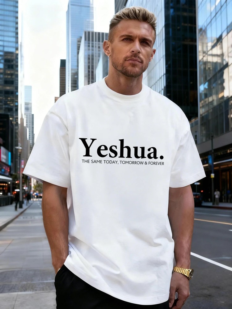 Letter Pattern Graphic 100% Cotton Men’s T-Shirt, Suitable for Daily Streetwear