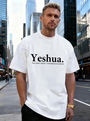 Letter Pattern Graphic 100% Cotton Men’s T-Shirt, Suitable for Daily Streetwear
