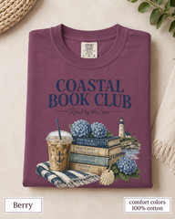 Coastal Book Club Shirt, Comfort Colors Beach Reading Tee, Book Lover Gift