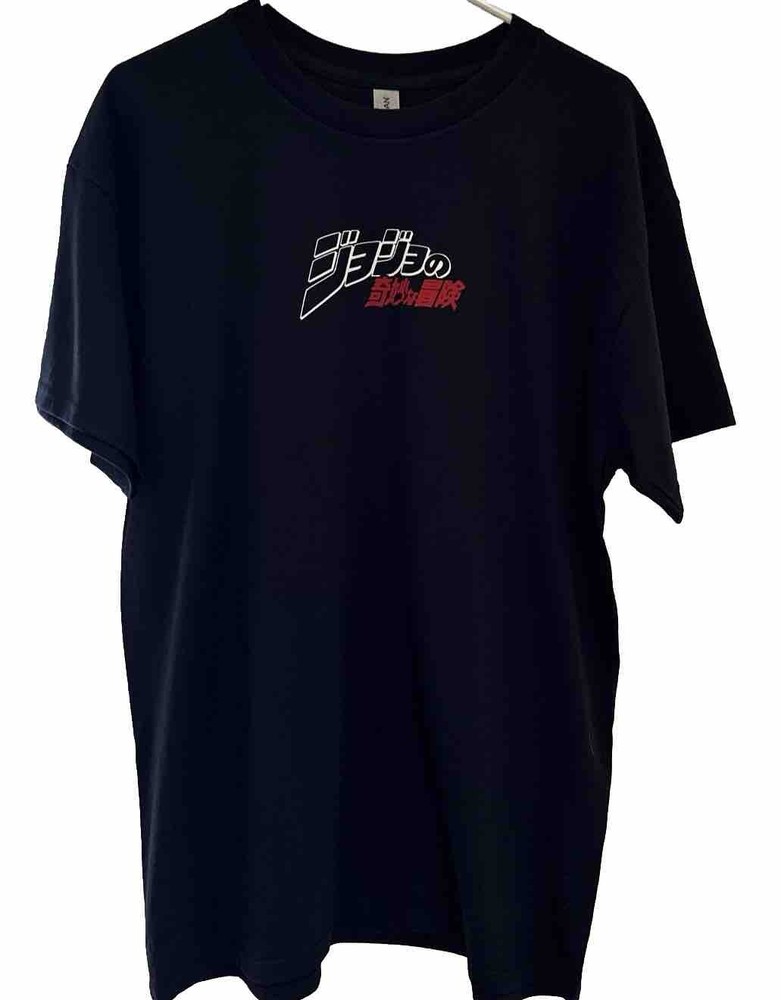 New T Shirt Jojo’s Bizarre Adventure Anime Logo front + back BLACK S M L XL