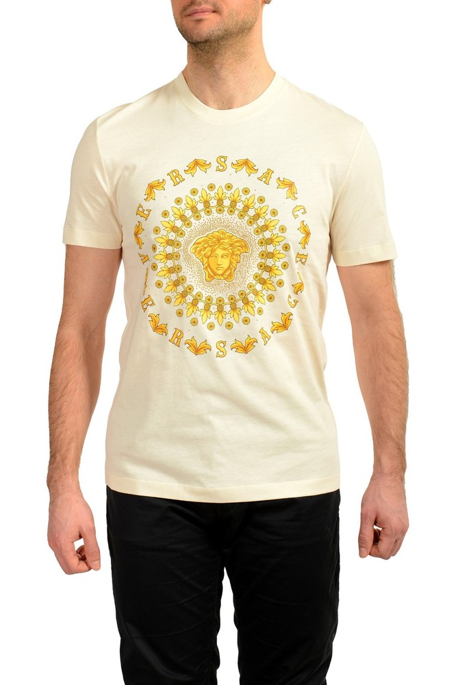 Versace Men’s Medusa Head Embellishment Crewneck Short Sleeve T-Shirt US L IT 52