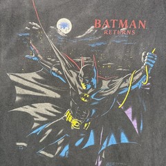 Vintage Batman Returns Shirt Mens XL Black 90s DC Comics 1991 Cartoon Faded