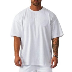 Mens Oversized T Shirt Breathable Mesh Gym Fitness Quick Dry Loose Top UK