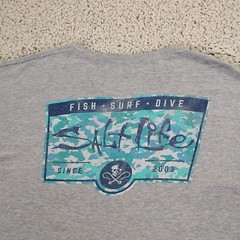 Salt Life Shirt Mens XLG Gray Fish Surf Dive Crew Fishing Beach Outdoor Travel A
