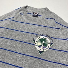 Vtg FILA Dominican Republic Beach Exploration Team Mens T-Shirt L Gray Striped