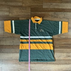 VTG South Africa Springboks Rugby Jersey Shirt Mens L Green Gold Embroider #24E2