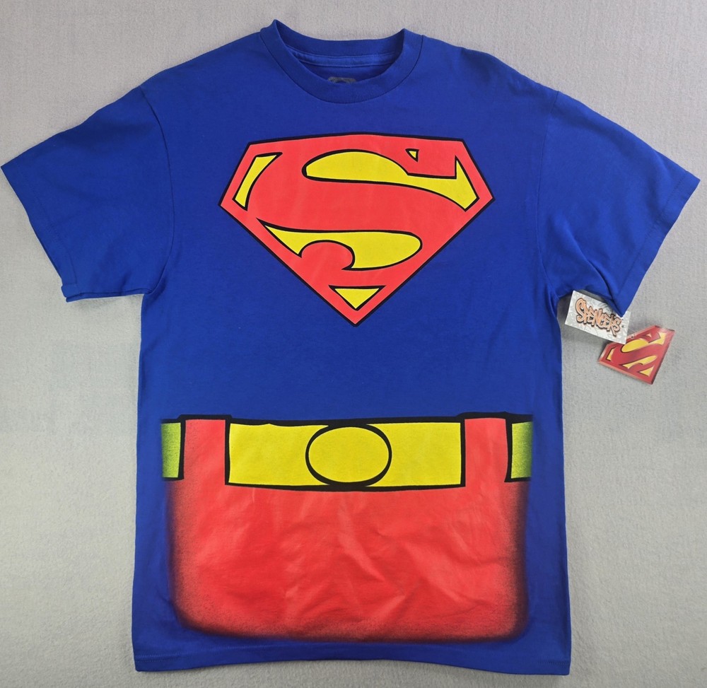 Spencer’s Men’s Shirt Size Medium Blue Superman Full Suit Graphic Comic Costume
