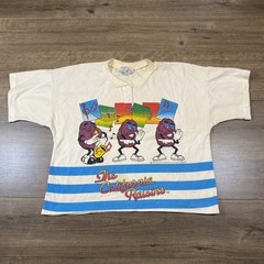 Vintage 1988 California Raisins Music Group Button Blues Distressed Crop Shirt