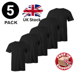 Mens Plain T-Shirt 5 Pack 100% Cotton Heavy Blend High Quality Short Sleeve Tee