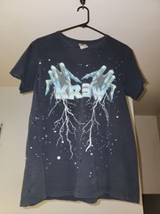 Vintage Krew Skateboarding T Shirt M Black Lightning Hands Wizard *RARE*