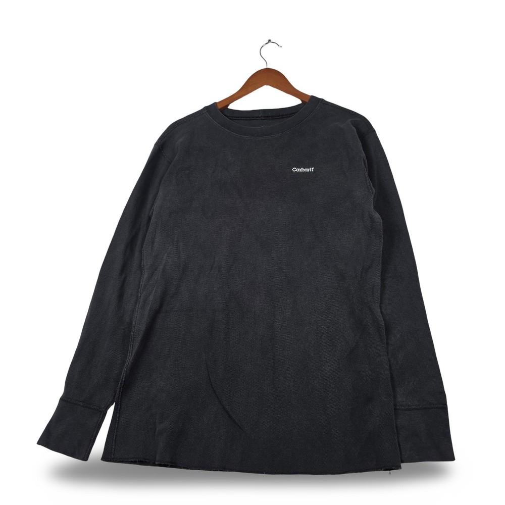 Carhartt Mens XL Black Thermal Waffle Knit Long Sleeve Faded Shirt K229 Workwear