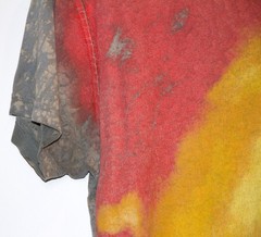 Jimi Hendrix Gray Acid-Wash T-Shirt Fire Print Red & Yellow Spray-Style Graphic