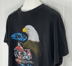 Vtg Harley Davidson Motorcycle T Shirt Single Stitch Eagle Second to None Large