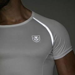TOF PARIS Sports Gym Total Protection Muscle T-Shirt Antibacterial Black-Red 40