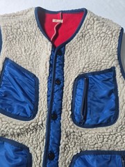 KAPITAL Vest Boa Fleece Navy Cream Unisex Size XL 4 Pre-owned Made in Japan 0306