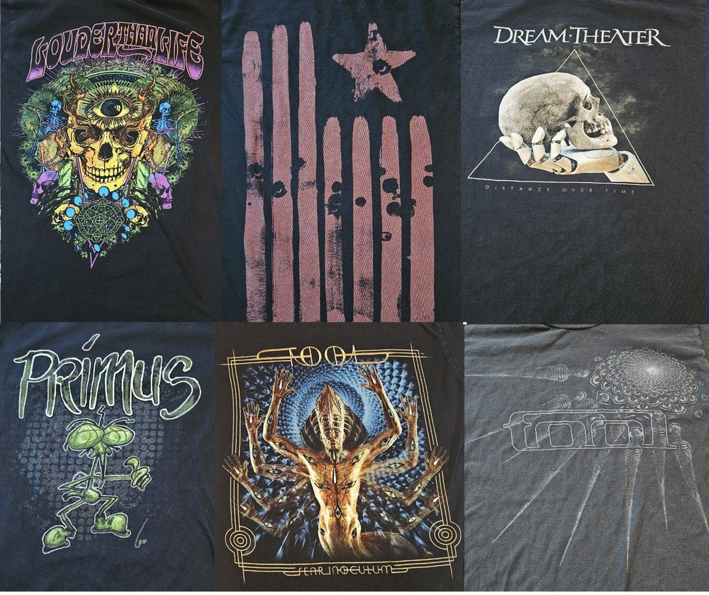 Rock Official Shirt Lot of 6 SzS LTL RATM Dream Theatre Primus TOOL #L30