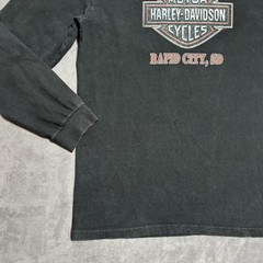 Vintage Harley Davidson Shirt Large Black Wolves Flames Y2K Rapid City