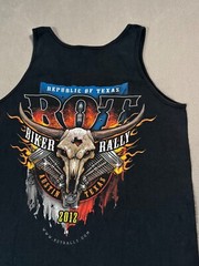 Austin Texas 2012 3D Biker Rally Motorcycle Tank Top Sleeveless Skull T Shirt -M