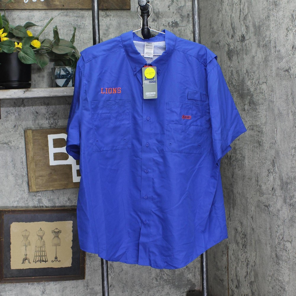 Pro Edge Mens Memorial FMU Lions Button Up Mesh Lined Shirt S XL